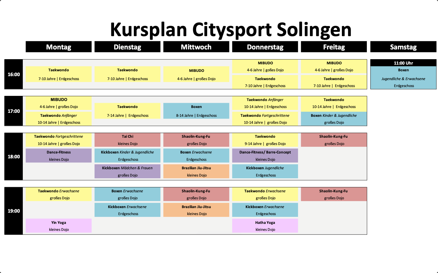Trainingsplan ab 04.01.2023 Citysport Solingen